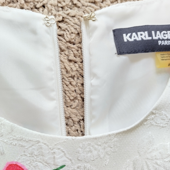 Karl Lagerfeld Dress Sz 6 Sleeveless Pink White Posey Floral Back Zip Lined - Picture 5 of 15